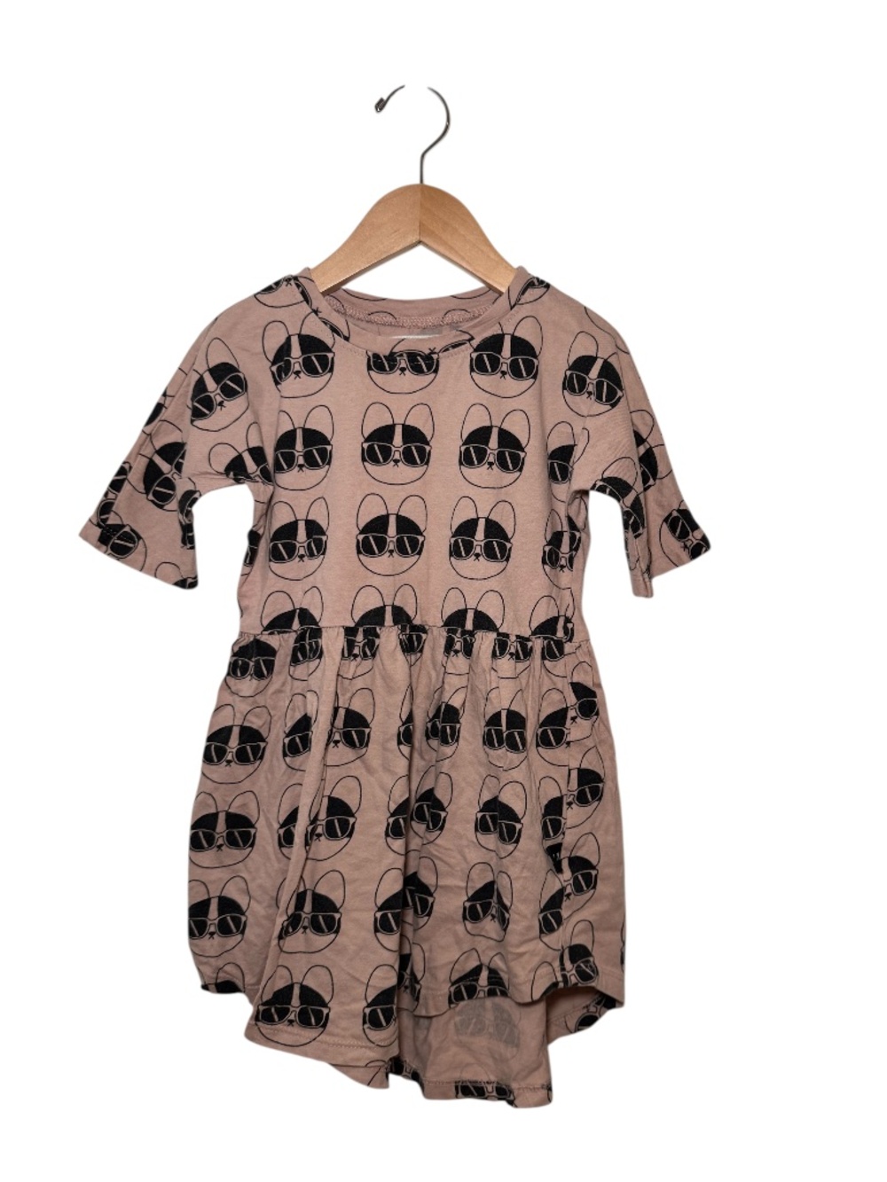 HUXBABY / HUX light pink & black dog print cotton twirl dress - size 5